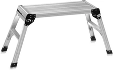 Work Platform, 330 LBS Aluminum Step Ladder W/Non-Slip Mats, Folding Platform La