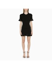 DAVID KOMA Womens Black Back Short Sleeve Round Neck Mini Party Sheath Dress 6
