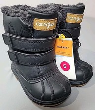 Cat Jack Denver Waterproof Winter Snow Boots Black Faux Fur Toddler Kids Sz 5