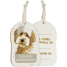 Primitives by Kathy Wooden Hanging Ornament, 2-Sided - I Love My Goldendoodle