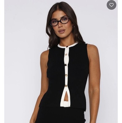White Fox Second Guessing Knit Top Black Small NWT MSRP $59.99