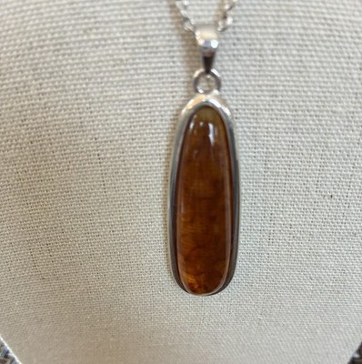 17  925 Sterling & Amber Necklace From India