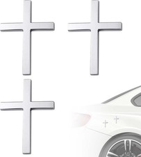 3D Metal Cross Emblem Decal for Car Exterior, Self-Adhesive 2.5x Color: silver