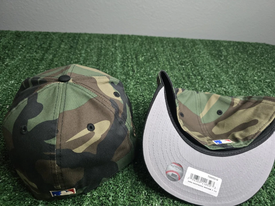 San Diego Padres New Era Camo Crown 1969-2003 Parche Lateral Estadio 7 1/2 y 7 3/8 Foto 3 de 3