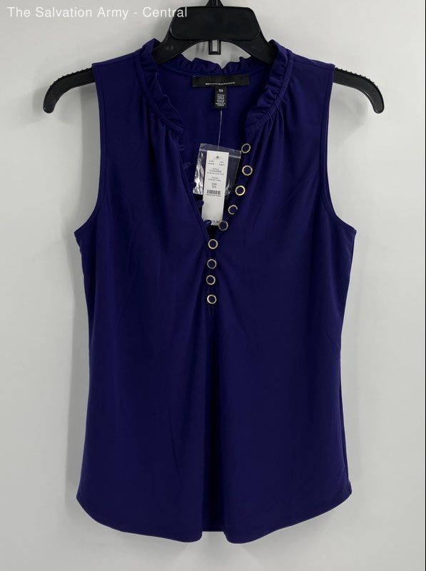 White House Black Market Womens Purple Sleeveless Split Neck Blouse Top Size XS