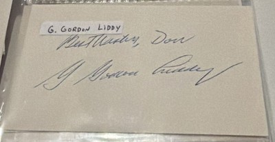 MEGA RARE Richard Nixon Watergate Burglar G. Gordon Liddy Signed Index Card