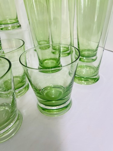VTG Set Of 19 Cristar Lime Green Drinkware~Barware Sturdy Beer & Bourbon Glasses - Picture 5 of 24