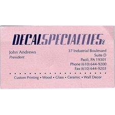 DecalSpecialties Inc John Andrews Paoli PA Vintage Business Card STK2-BC5-10