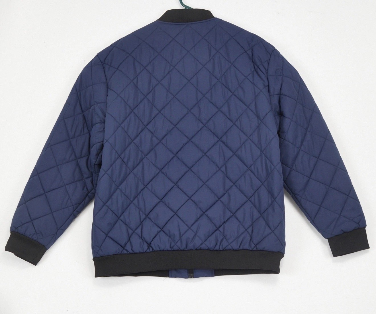 New Balance Mens Puffer Jacket Navy Blue Quilted zip Insulated Bomber Coat Large thumbnail 2