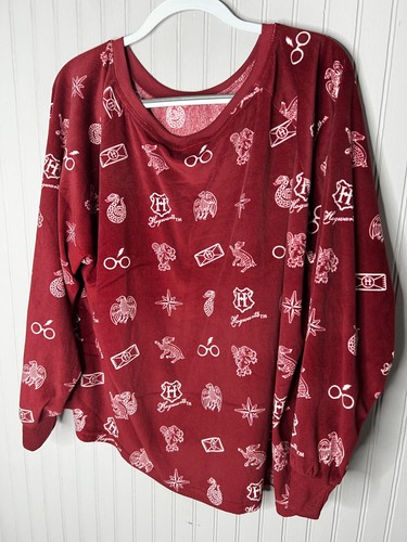 Harry Potter Pajama Set Womens 3X Red White Plush Sleepwear Top Pants Hogwarts - Picture 4 of 23