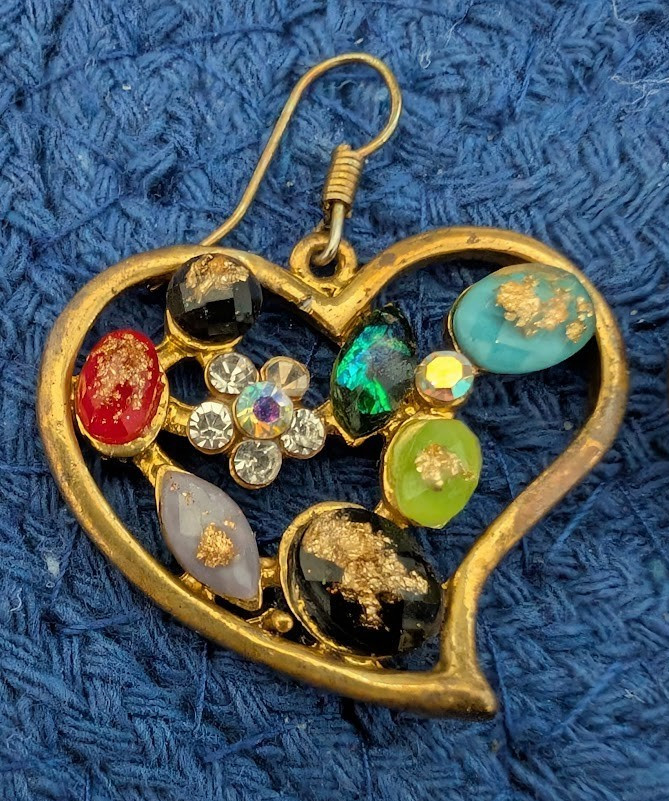 Multicolor Stone Heart Shaped Dangle Earrings - image 2