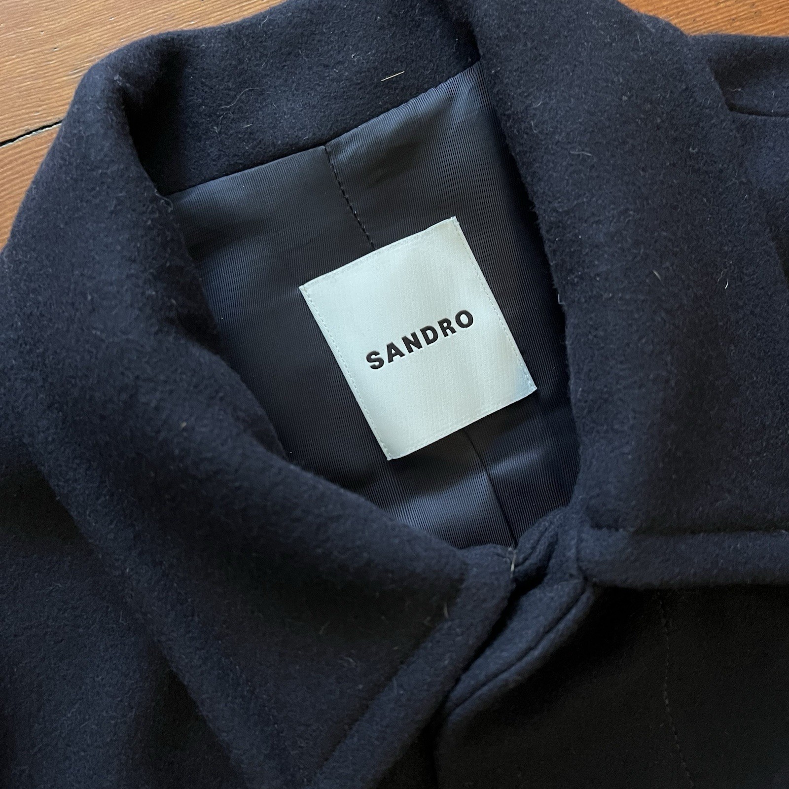 Sandro Button Front Worker Jacket Navy Wool Men’s… - image 2