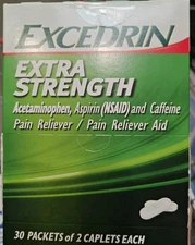Excedrin Extra Strength for Pain Relief/ 30 Packets of 2 Caplets  Exp 09/2026
