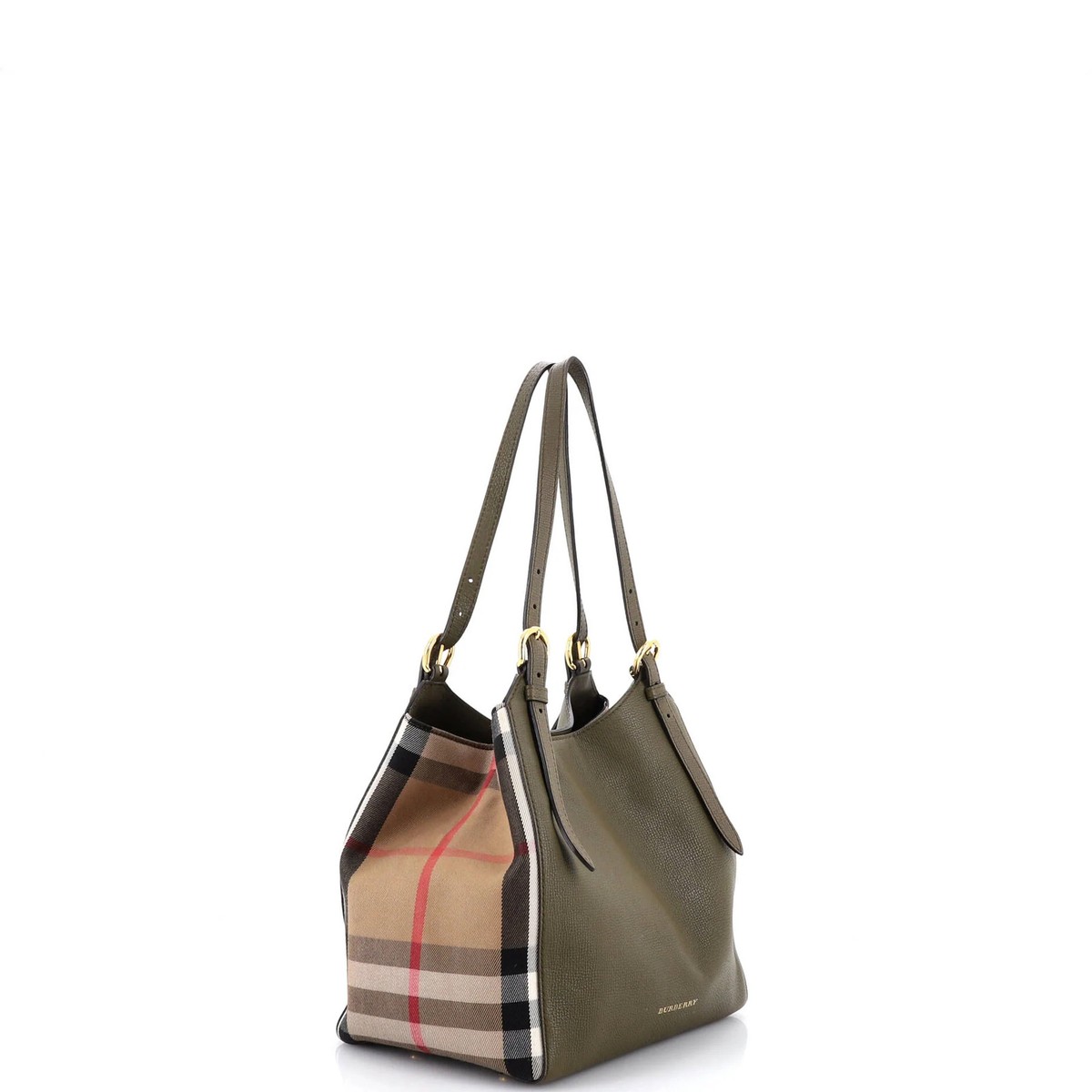 Burberry Canterbury Tote Leather and House Check Canvas Medium | eBay