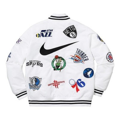 NWOT SS18 Supreme Nike/NBA Teams Logo Warm-Up Jacket (WHITE) - Sz