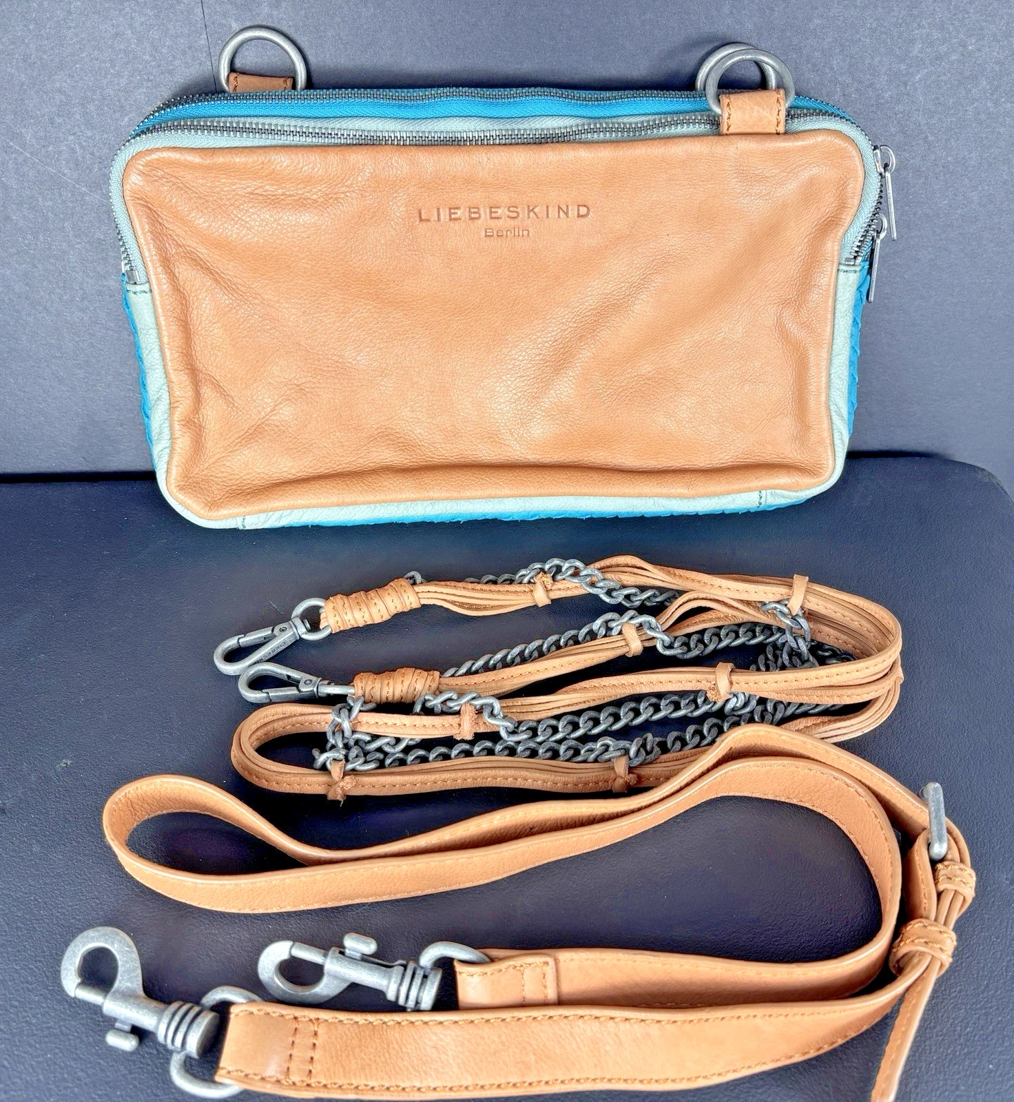 Liebeskind Berlin Brown Leather Handbag Soft Boho Shoulder Bag 2 Straps Vintage