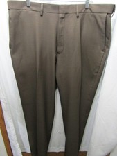 MENS HAGGAR CLASSIC FIT STRETCH GRIP WAIST BROWN DRESS PANTS SIZE 40X30