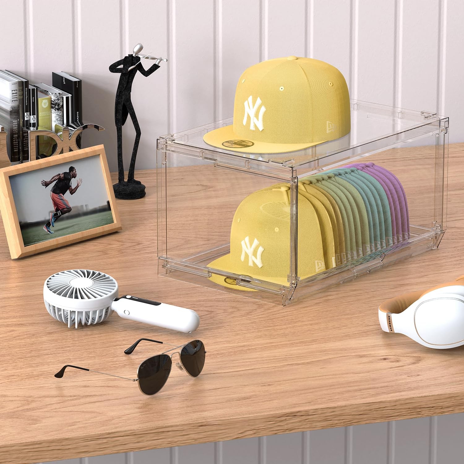 2 Pack Large Hat Organizer Box, Stackable Clear B… - image 7