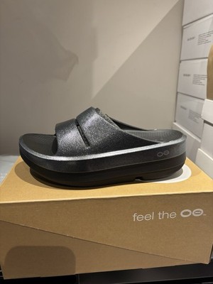 靴 OOmega OOahh Luxe Black Sparkle 27cm Oofos Oomega Ooahh Luxe Slide Black Sparkle Women's Size 9 | eBay