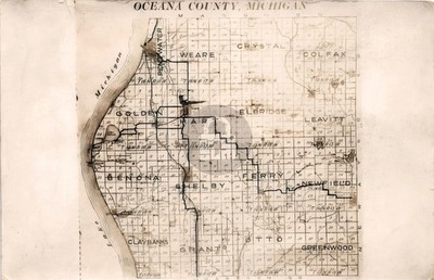 Oceana County Hart Michigan c1910 Birdseye Map RPPC Photo Postcard COPY