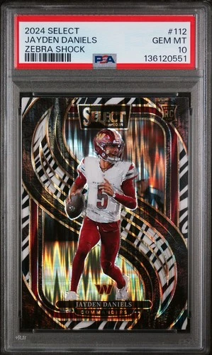 2024 Select Jayden Daniels Zebra Shock #112 Premier Level Rookie RC PSA 10