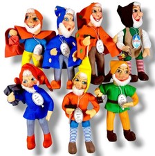 Kersa Sammlung 7x Puppe Filz Zwerg Deutsch Antikspielzeug ALLE Label Alt RAR+TOP