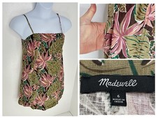 Madewell Sun Dress Size 6 100% Linen Spaghetti Strap Summer Boho Resort Vacation