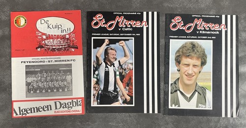 St Mirren 3x Programme v Feyenoord 28.09.1983 v Celtic v Kilmarnock 1982