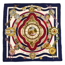Hermes Silk Scarf Carre 90 "parmi les fleurs je compte les heures" us duty free