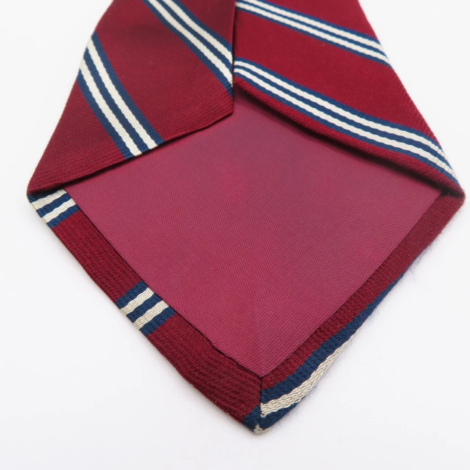 Corbata de seda Stafford roja azul blanca a rayas Repp 4" ancho 58" largo EE. UU. Foto 3 de 4