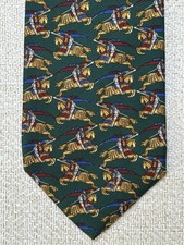 Burberrys of London Men's Silk Tie Green Equestrian Knight Jouster Necktie Italy
