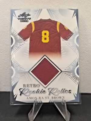 Amon-Ra St. Brown Leaf Trinity Retro Rookie Relics USC Trojans Detroit Lions NFL