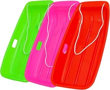 Snow Sled for Kids Adult, Resistant Toboggan Snow Sled with Pull Rope and Handle