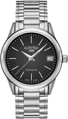 Roamer Superior Ladies Watch with Black Dial and Silver Bracelet 508856 41 55 50