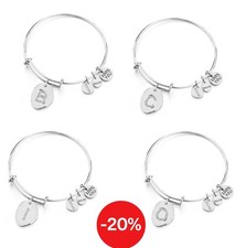 Bracciale Rigido Donna Iniziale Lettera Acciaio con Cristalli Kulto Gioielli