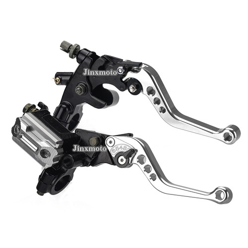 Silver Universal 7/8" Motorcycle Master Cylinder Reservoir Brake Clutch Levers - Picture 5 of 5