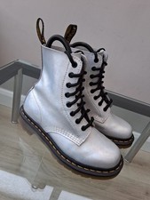 Dr Martens 1460 Pascal RS Rainbow Iridescent Iced Metallic Silver Leather Uk 4 
