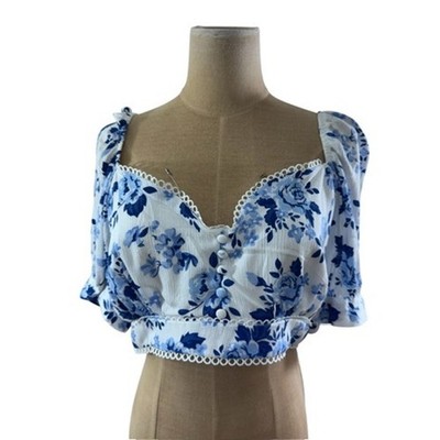 NWT!!''Love By Design''ONLY TOP,Puff Sleeve,Cottage,Floral,Puff Sleeves,Blue Roses