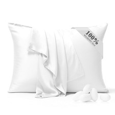 100 Pure Silk Pillowcase 2 Pack for Hair and Skin, Both Sides 23 Momme Grade...