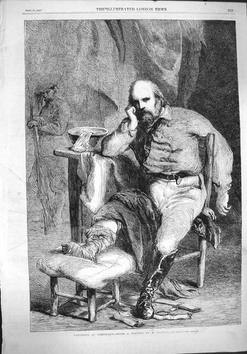 Original Old Antique Print 1862 Portrait Garibladi Varignano Beauce Victorian