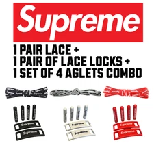 Supreme Shoe Lace + Supreme Lace Lock +Supreme Metal Aglets Tips Bundle