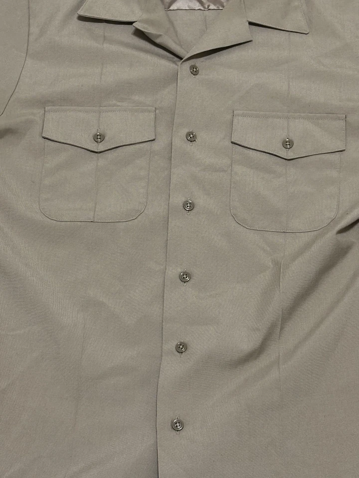 Flying Cross Shirt Uniform Khaki Short Sleeve Mens Size Medium shirt Euc - Image 2 of 3