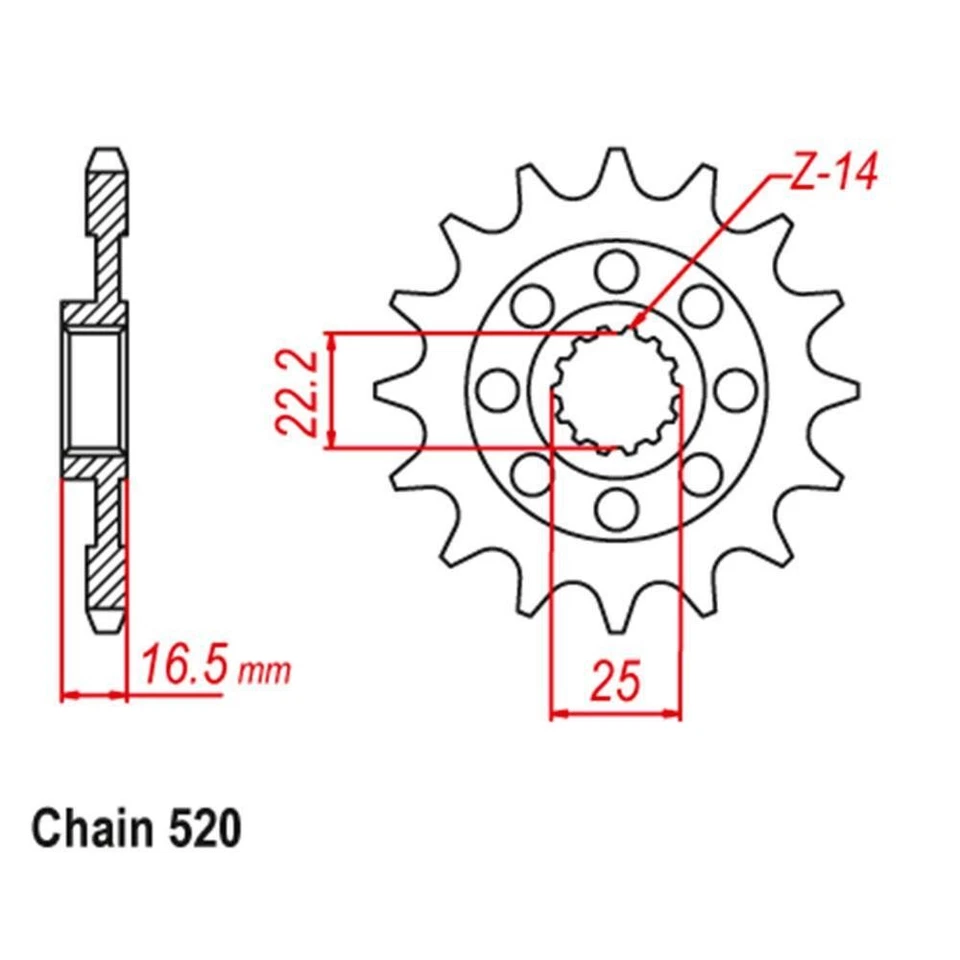 RK Front Sprocket 14T for Ducati 937 Monster & + 2021-2022 - Image 1 of 1