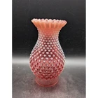 Vintage Fenton Cranberry Opalescent Hobnail Ruffled Hurricane Lamp Shade 7.5"