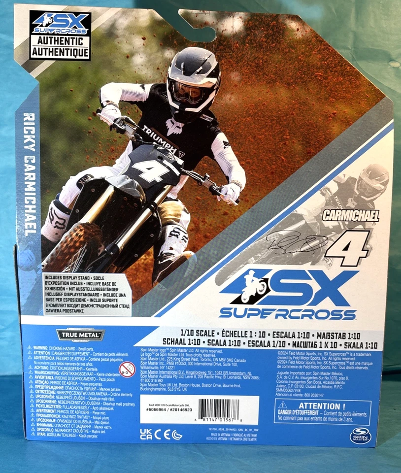 Spin Master SX Supercross Ricky Carmichael Triumph TF 450 Moto X 1:10 - Image 2 of 4
