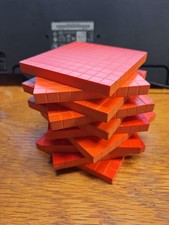 Set of 10 Orange Wood Base Ten Blocks Flats