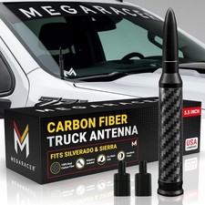 Anodized Black Carbon Fiber 50 Cal Bullet Antenna For Chevy Silverado Gmc Sier