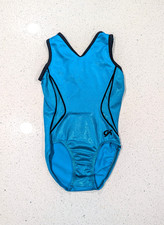BEAUTIFUL GK ELITE Gymnastics Dance CL Child Large Mystique Teal HOLOGRAPHIC