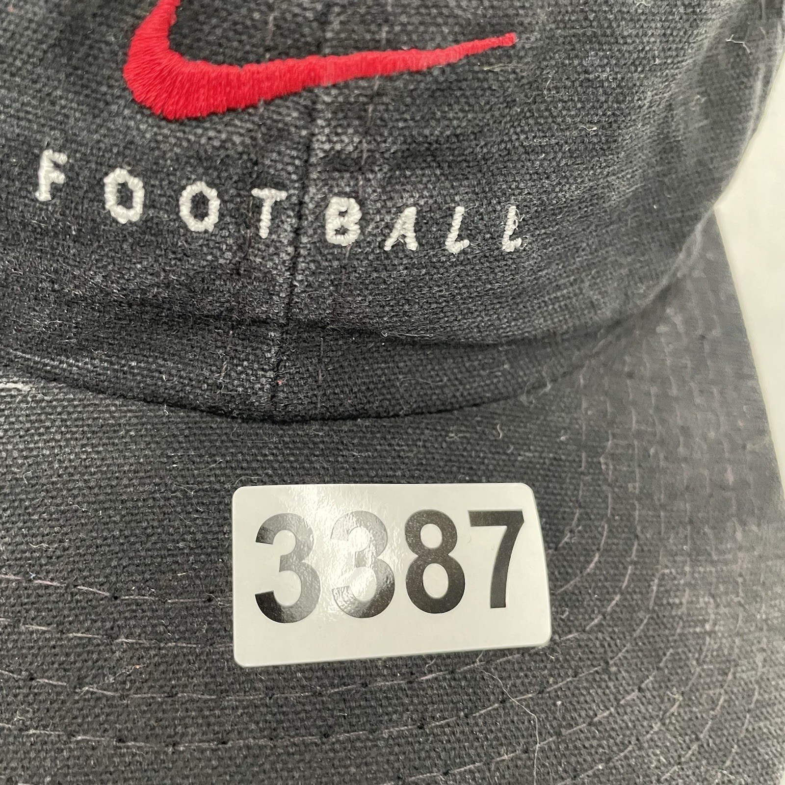 VINTAGE Nike Hat Cap Adult Black Faded Strapback Swoosh Football Logo Mens 90s view 11