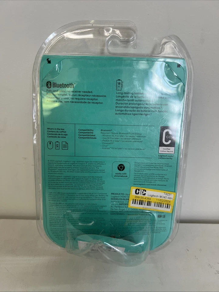 Logitech M240 Silent Wireless Bluetooth Mouse 910-007118 (Lavender) - New, Seal - Image 2 of 2